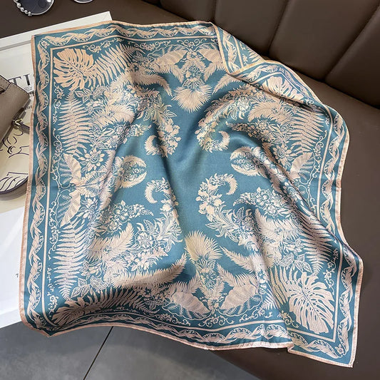 Damen Seidenschal quadratisch einfarbig Halstuch Bandana Foulard Frühling Sommer B