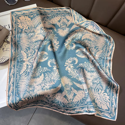 Damen Seidenschal quadratisch einfarbig Halstuch Bandana Foulard Frühling Sommer B