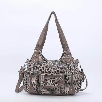 Damen-Schultertasche Aus PU-Leder Mit Reißverschluss Und Innenfach Für Alltag Und Freizeit