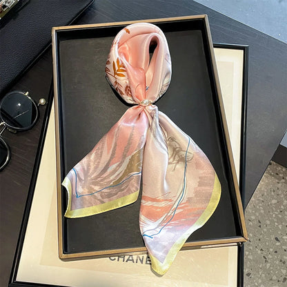 Damen Seidenschal 53cm Pferdprint Haarband Halstuch Büro Hijab Geschenk D