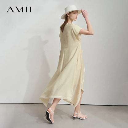Elegantes Damen Chiffon Kleid Mit V-Ausschnitt Für Büro Und Freizeit
