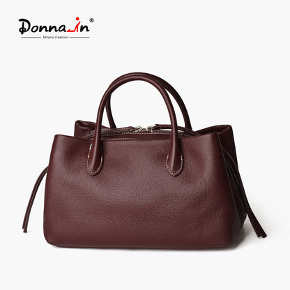 Echtes Rindsleder Damen-Handtasche | Mehrfach-Fächer Top-Handle