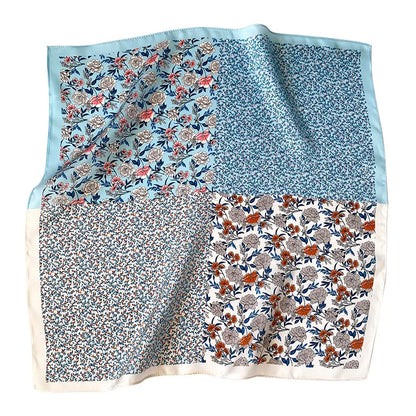 Damen Seidenschal 53cm quadratisch Haarband Halstuch Bandana bedruckt B