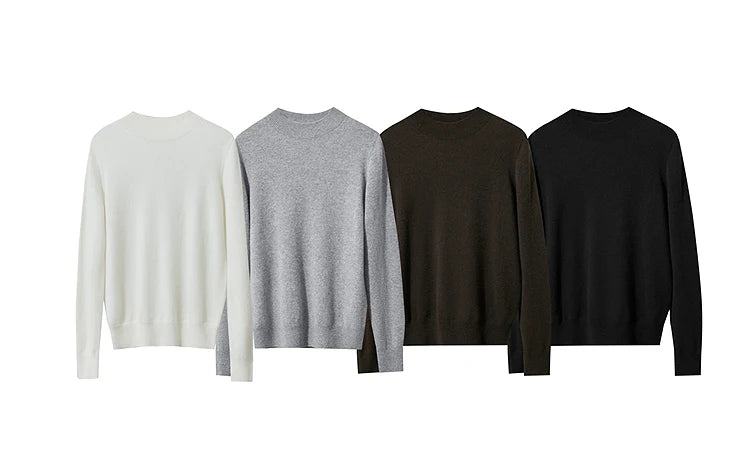 Damenpullover mit Rollkragen, langarm: Farbenübersicht (Creme, Hellgrau, Braun, Schwarz)