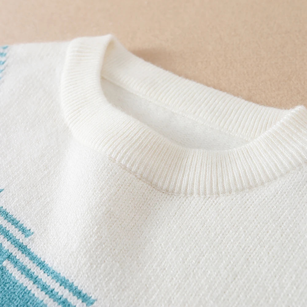 Tween Jungen-Pullover, lässig, Rundhalsausschnitt, Farbblock, langärmelig, für Herbst/Winter, Kinder-Strickwaren für Jungen