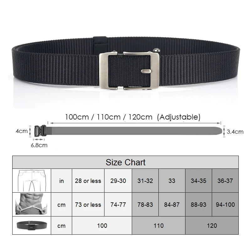 Herren-Gürtel aus Nylon 3,4 cm Breite mit Automatikverschluss für Outdoor-Wandern