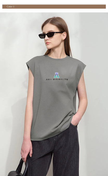 Damen T-Shirt mit Rundhalsausschnitt und besticktem lockeren Design für den Sommer