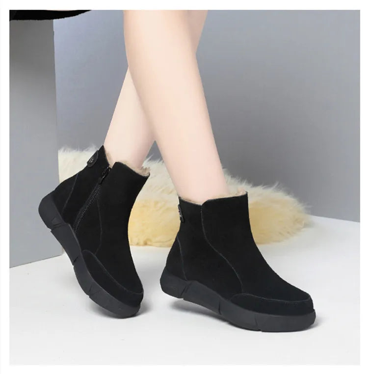AIYUQI Snow Boot Women 2025 Winter New Suede Genuine Leather Women Short Boots Natural Wool Warm Non-slip Women's Ankle Boots