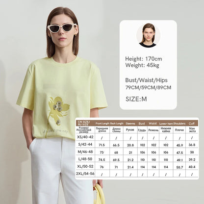 Damen T-Shirt mit minimalistischem O-Ausschnitt und Pailletten-Verzierung