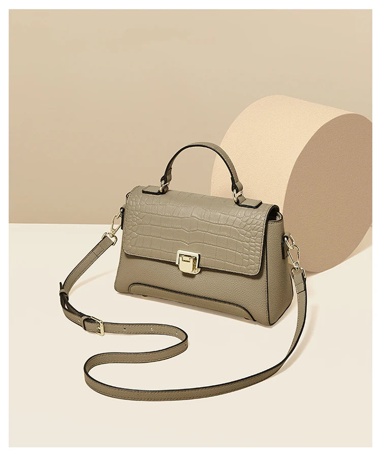 Damen Schultertasche aus Echtem Leder Simple Crossbody