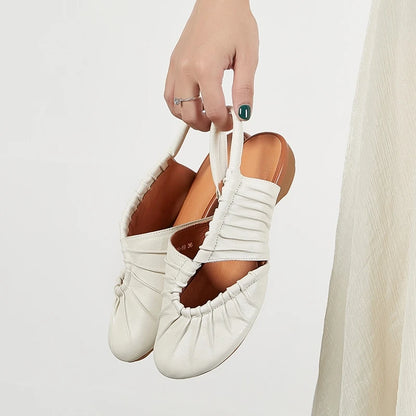 AIYUQI 2025, neue stil geschlossene zehen frauen sandalen Plissee nicht-slip Römischen sandalen für frauen Große größe sommer strand weibliche schuhe