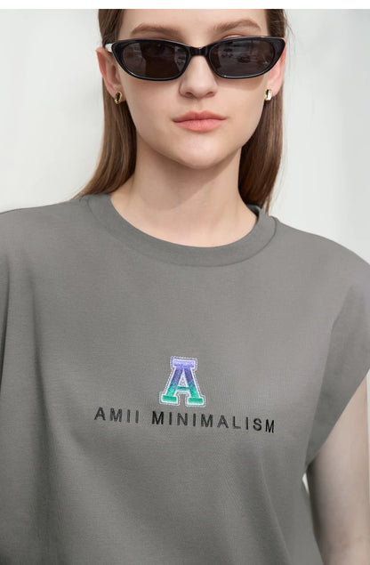 Damen T-Shirt mit Rundhalsausschnitt und besticktem lockeren Design für den Sommer