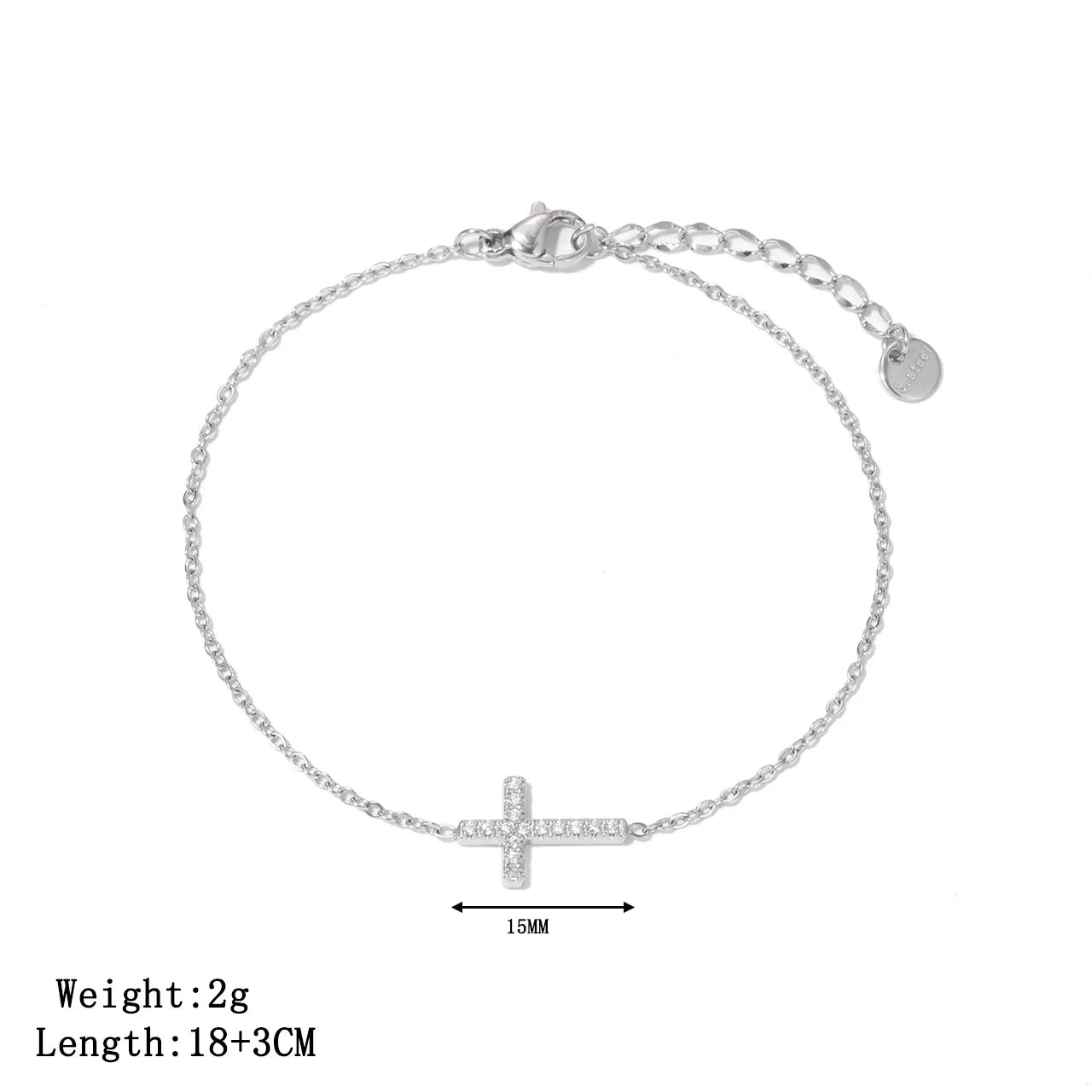 Damen-Armband Kastenkette mit Kreuz-Motiv