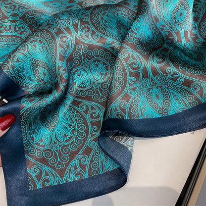 Damen Seidenschal quadratisch Halstuch Bandana Hijab Pashmina Stirnband D