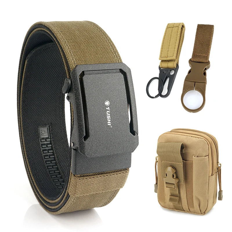 Herren-Taktischer Gürtel aus Nylon mit Automatischer Schnalle, 4,3 cm Breit, 120 cm Länge