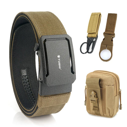 Herren-Taktischer Gürtel aus Nylon mit Automatischer Schnalle, 4,3 cm Breit, 120 cm Länge