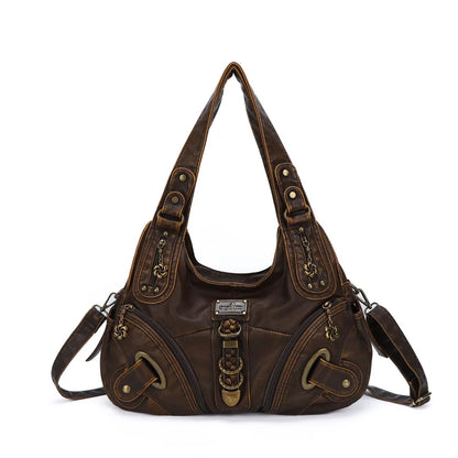 Damen-Schultertasche Vintage Stil mit Top-Griff große Handtasche für Alltag und Freizeit