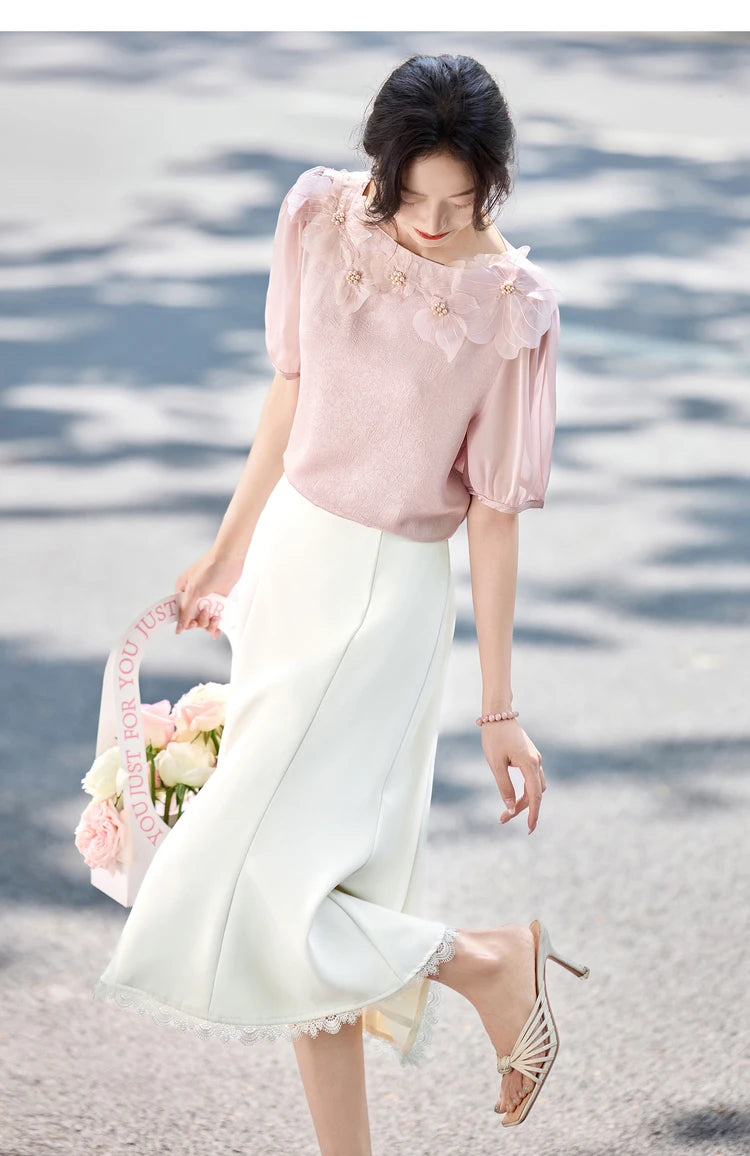 Damen Sommer Rock mit hoher Taille im eleganten Fischschwanz-Stil