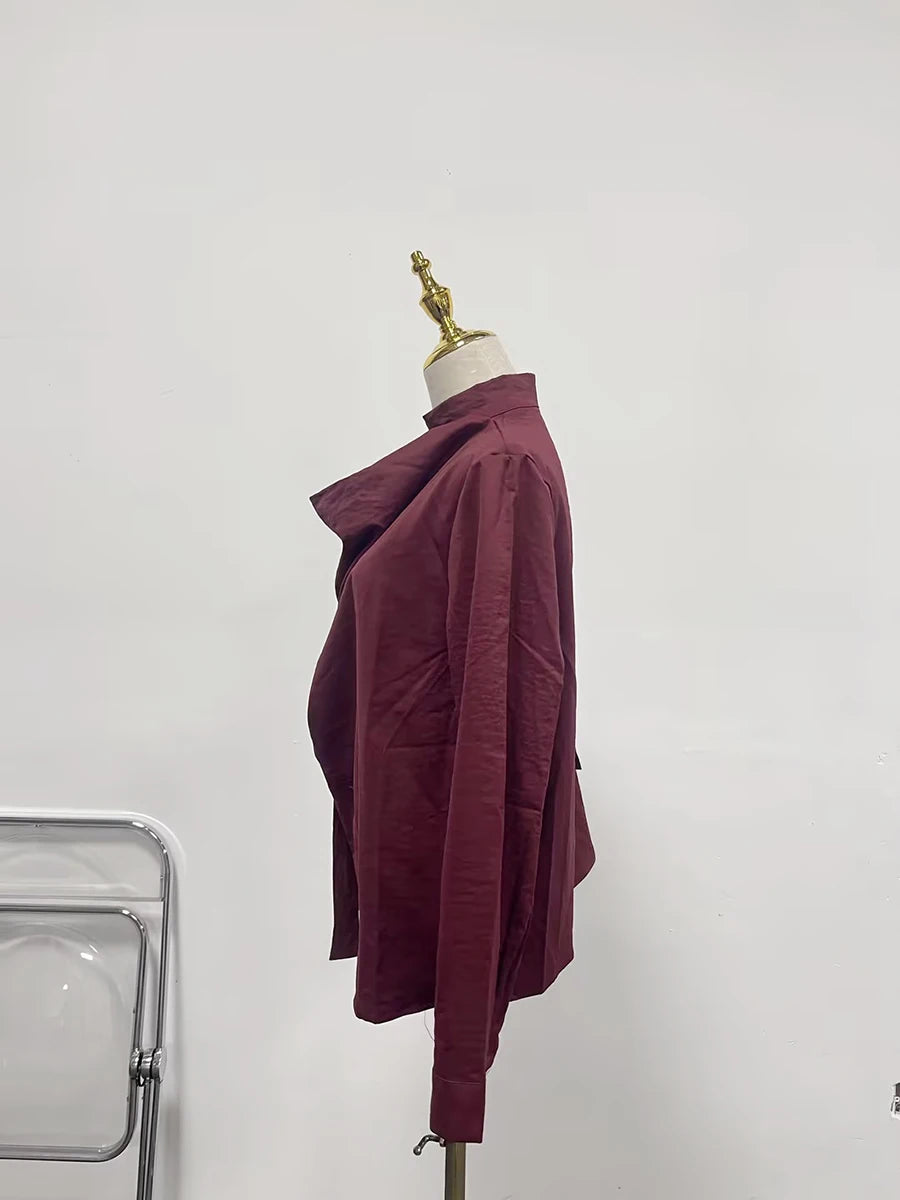 Minimalistischer Damen-Blazer mit Knopfleiste, Reverskragen und langen Ärmeln – Patchwork-Design und Taschen