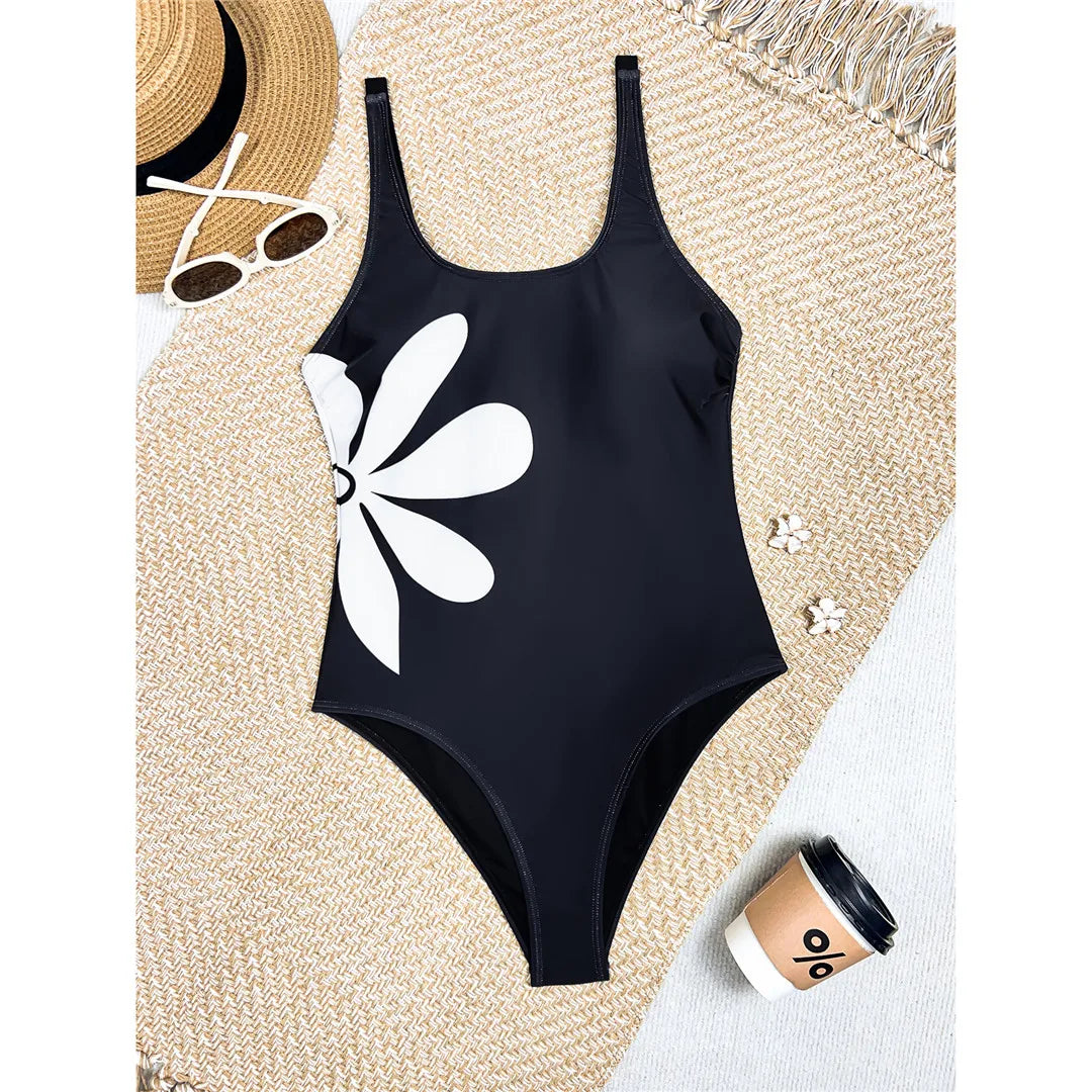 Damen Badeanzug Blumen hoher Beinausschnitt Einteiler Monokini gepolstert 2026