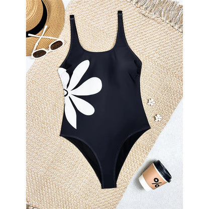 Damen Badeanzug Blumen hoher Beinausschnitt Einteiler Monokini gepolstert 2026