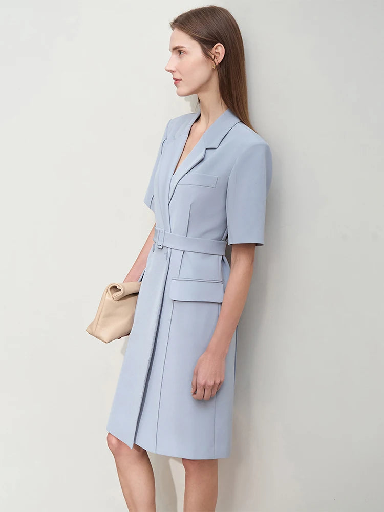 Minimalistisches Blazer Kleid Für Damen Elegant Mit Gürtel