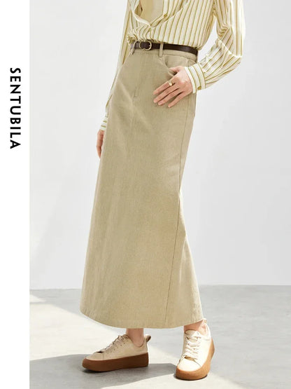 Damen Jeansrock aus 100 Prozent Baumwolle mit geradem Schlitz am Saum