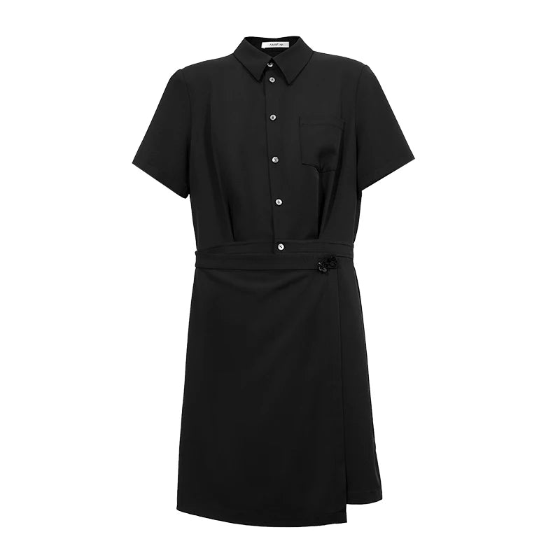 Elegantes Damen Midikleid Mit Reverskragen Und Stretch