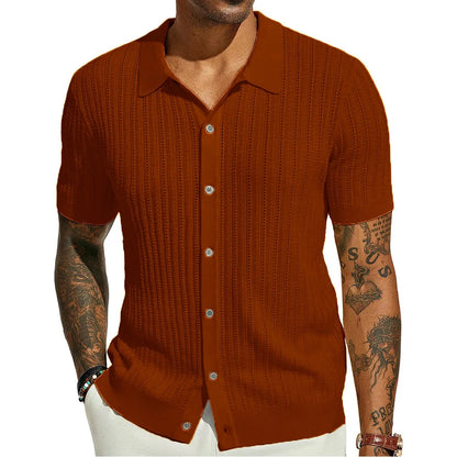 Herren Kurzarmshirt mit Dreiviertelärmeln im koreanischen Stil – elegantes, leichtes Sommer-Oberteil aus Eisseide