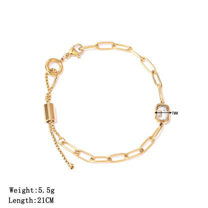 Damen-Kettenarmband mit Zirkonia rechteckig