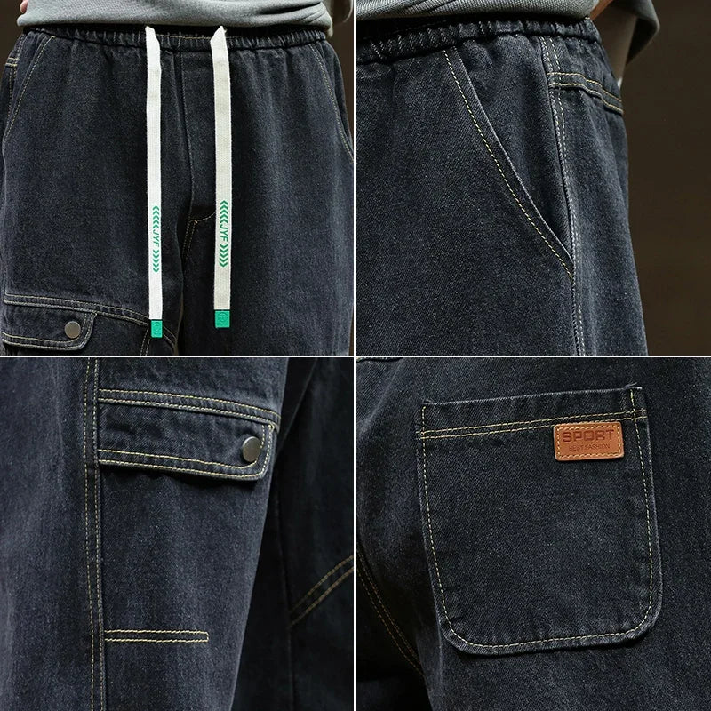 Herren Harem Jeans in Übergröße für Herbst und Winter mit zerrissenen Details