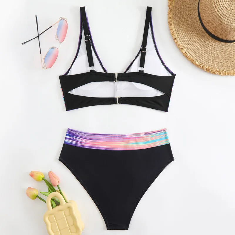 Sexy Bikini-Set für Damen in Unifarben mit Push-up-Effekt – Brasilianischer Badeanzug für Strand und Schwimmen