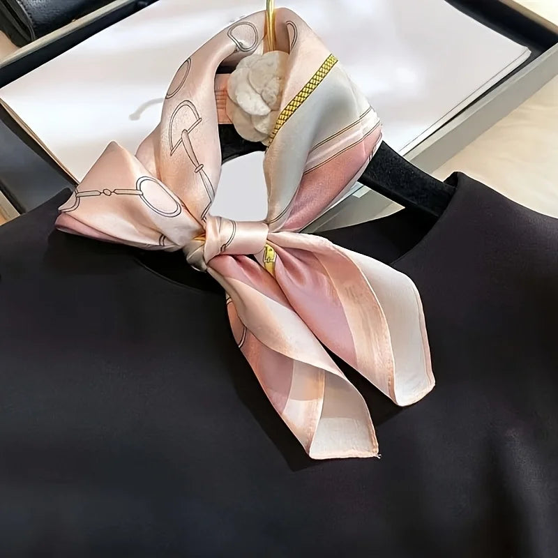 Damen Seidensatin Schal quadratisch Blumenprint Kopftuch Bandana Hijab C