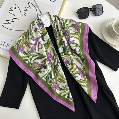 Damen Baumwoll Schal Bandana Blumen Vintage Bohemian quadratisch Sommer Strand