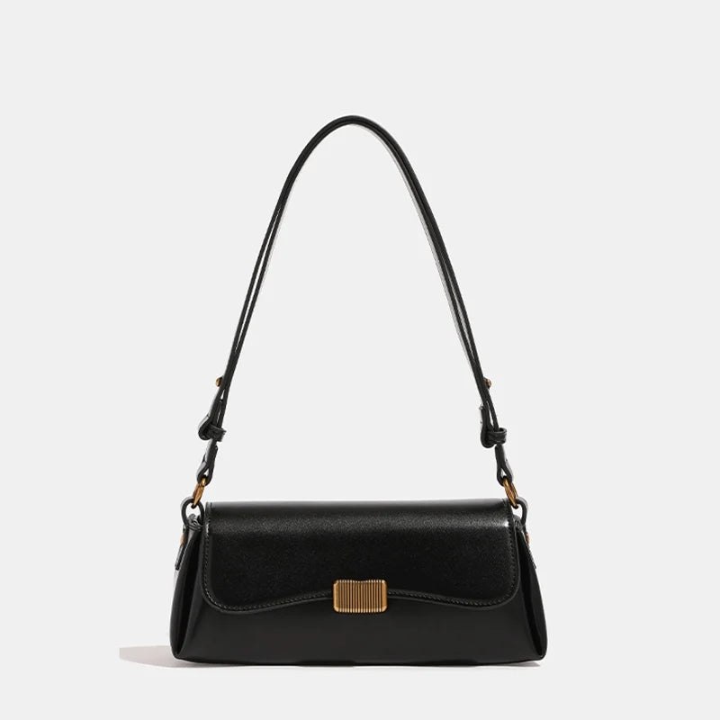 Leder Weinrot-Schultertasche | Goldene Hardware