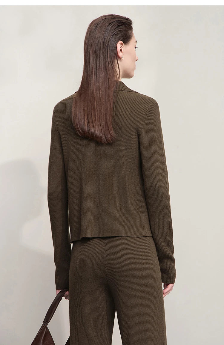 Damen-Strickjacke Buchstaben Slim Reißverschluss Wolle-Mix Herbst-Winter