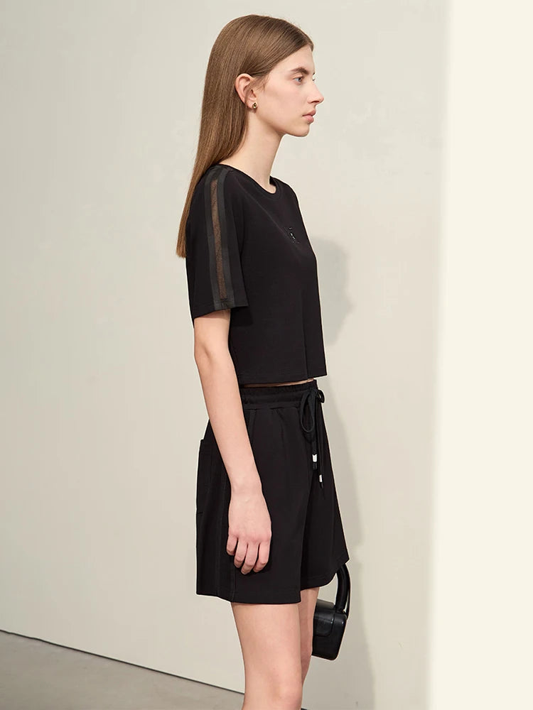 Damen Shorts im lässigen Stil mit Aushöhlung und elastischer Taille