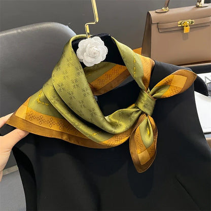Damen Seidenschal Frühling bedruckt Haarband Halstuch Bandana quadratisch klein