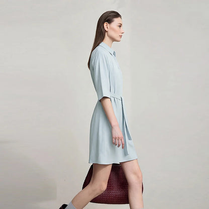 Elegantes Damen Hemdkleid Baumwolle Bequemer Fit Für Büro