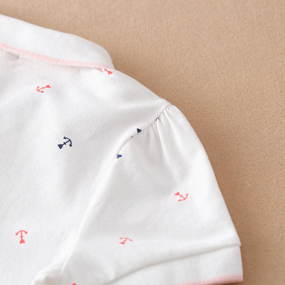 Kinder Polo Shirts Sommer Kurzarm Baby Mädchen Print T Top Shirt Schule Kleidung 4T-12T Kinder baumwolle T-shirts