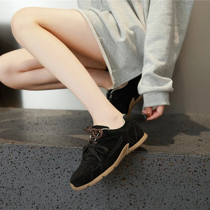 AIYUQI frauen Turnschuhe 2025, Neue Nicht-slip Deutsch Training Schuhe Für Frauen Flache Große-größe Echtes Leder Laufschuhe weibliche Schuhe