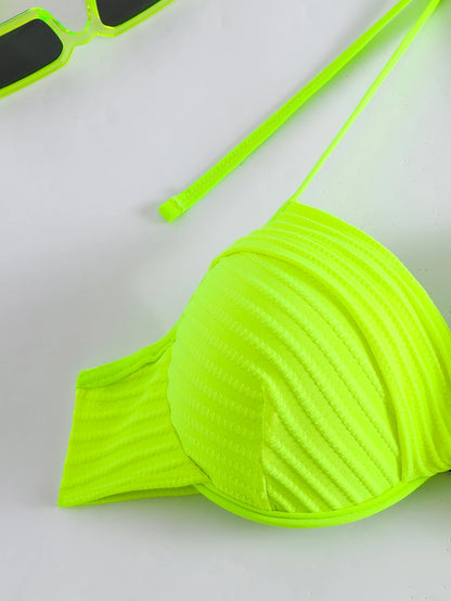 Glamouröses Damen-Bikini-Set mit Push-up-Effekt und glänzendem Design – perfekt für den Strand oder Pool