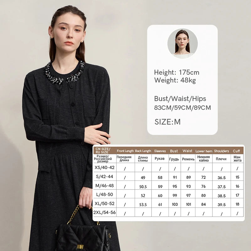 Damen-Strickjacke ärmellos lang Rundhals einfarbig elegant Herbst