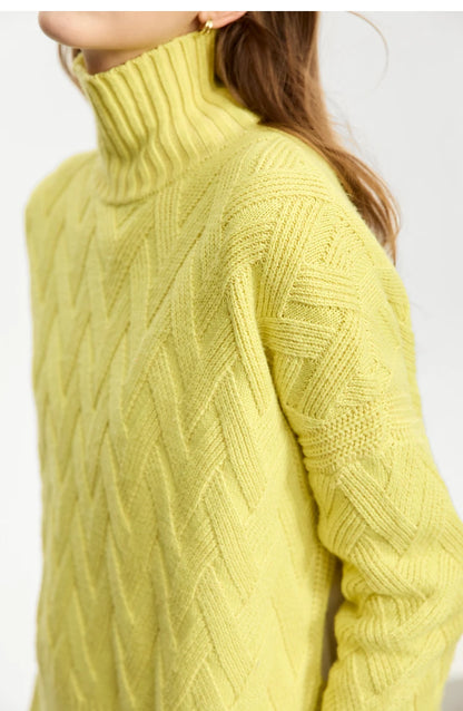 Damen-Rollkragenpullover locker Schnürung Herbst-Winter