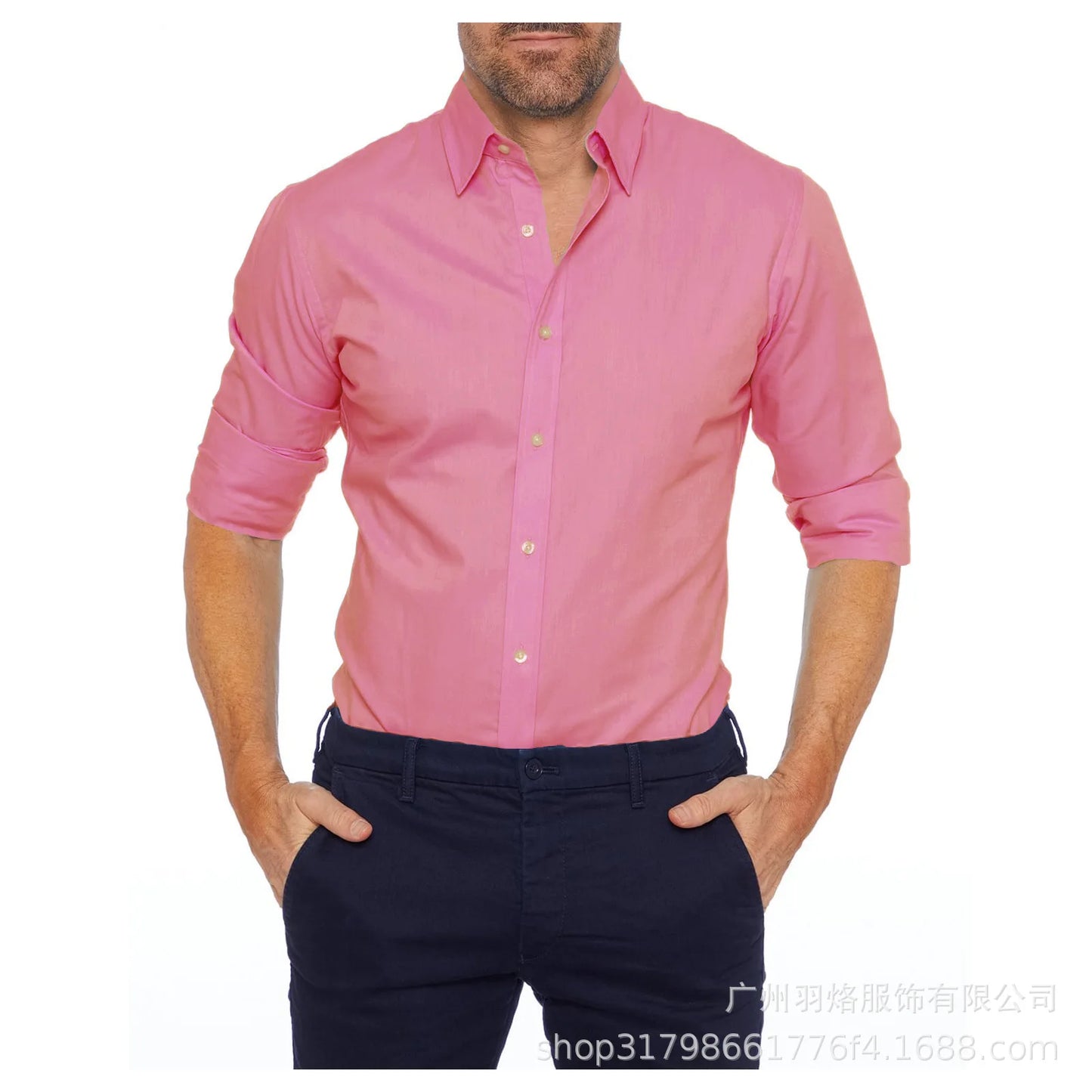 Herren Slim Fit Langarmshirt mit Vier-Wege-Stretch, bügelfrei und knitterarm in seidiger Optik – einfarbig.