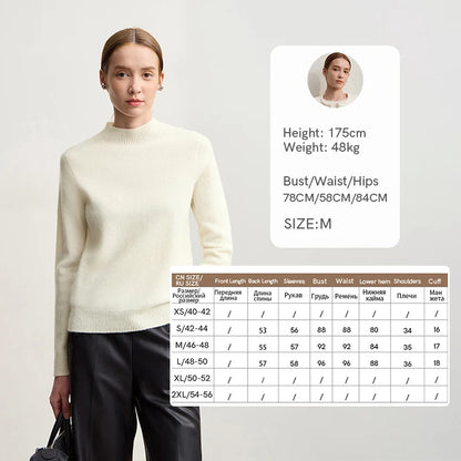 Damen-Halbrollkragen-Pullover 100 % Wolle warm vielseitig Winter