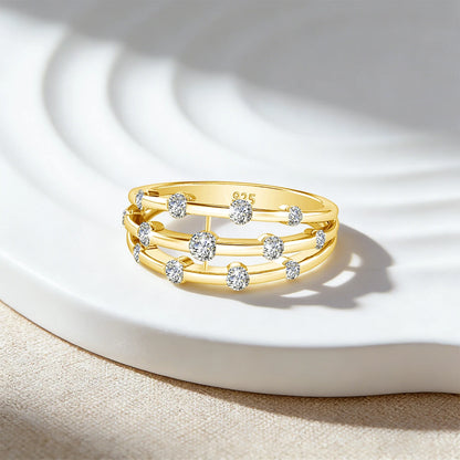 Damen-Ring aus Moissanit, 925er Sterling-Silber, Ewigkeitsband, Zertifiziertes Schmuckstück