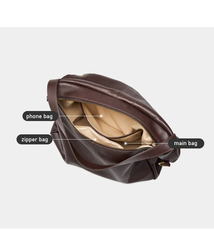 Damen Handtasche aus echtem Leder mit großer Kapazität