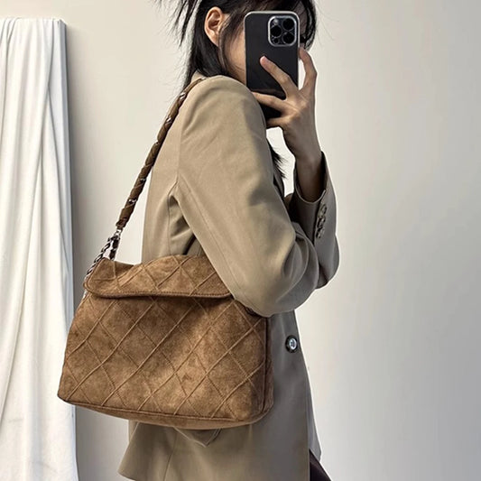 Damen Schultertasche mit großem Fassungsvermögen im Retro-Look