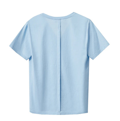 Damen Top im minimalistischen Sommerstil mit einfarbiger Buchstabenstickerei